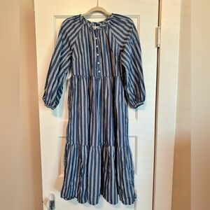 Old Navy Blue and White Striped Midi Dress